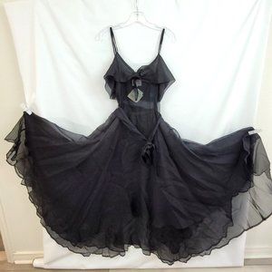 NWT Tiar Bellomo M Black Cinderella Dress Wedding Silk Chiffon Wednesday Addams